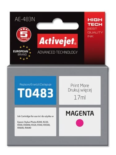 Het alternatief voor T0483 Epson Photo R200/R300 Rood is een geschikte magenta printkop voor diverse Epson Stylus Photo- en RX-printers,