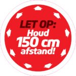 Deze vloersticker of raamsticker van 50 x 5 cm helpt op een duidelijke en opvallende manier om afstand te houden.