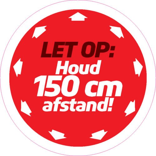 Deze vloersticker of raamsticker van 50 x 5 cm helpt op een duidelijke en opvallende manier om afstand te houden.