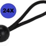 Met deze 24x Spanelastieken Bungee Ball 6 mm – 18 cm – Zwart kies je voor sterke, duurzame tentspanners met