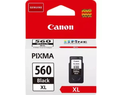 De Canon PG-560XL zwarte inktcartridge levert scherpe, diepe zwarttinten en is ideaal voor heldere tekst en documenten. Dankzij de XL-capaciteit