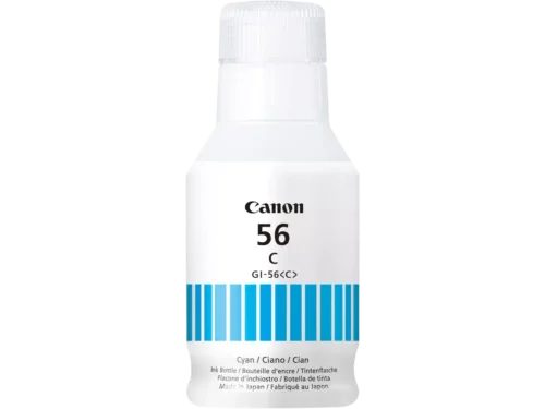 De CANON GI-56C Maxify GX inktcartridge (blauw) biedt met 135 ml een hoge printcapaciteit tot 14.000 pagina’s voor betrouwbare, scherpe