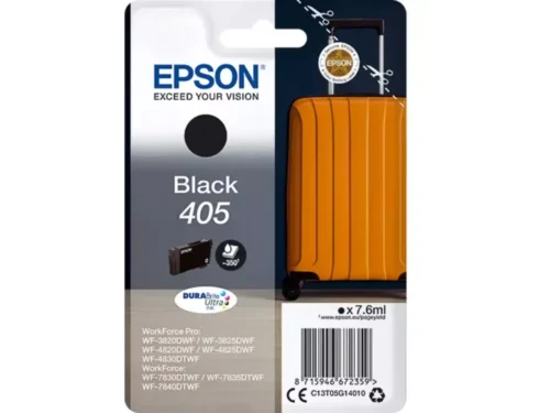 De EPSON Nr.405 WF inktcartridge zwart levert heldere, scherpe afdrukken voor al je dagelijkse documenten. Met 7,6 ml inhoud en