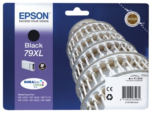 De Epson Tower of Pisa Singlepack Black 79XL DURABrite Ultra Ink is een zwarte inktcartridge met hoog rendement voor scherpe,