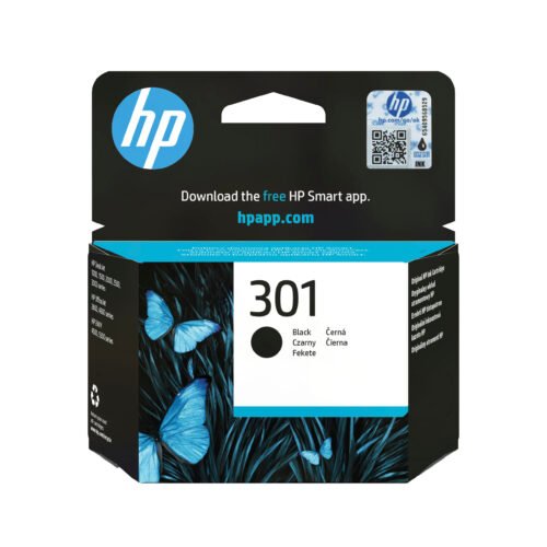De HP 301 originele zwarte inktcartridge levert betrouwbare, scherpe afdrukken met pigmentinkt en een opbrengst tot 170 pagina’s. Deze normale-rendementscartridge