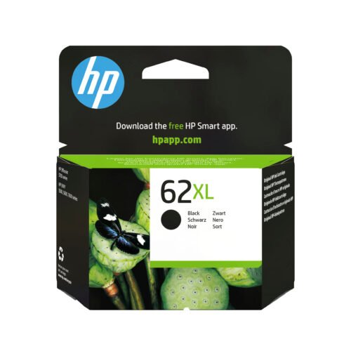 De HP 62XL originele high-capacity zwarte inktcartridge levert scherpe afdrukken en een hoge opbrengst tot 600 pagina’s, ideaal voor wie