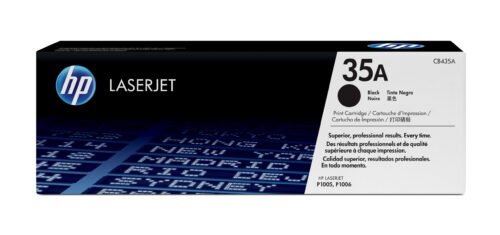 De HP 35A originele zwarte LaserJet tonercartridge zorgt voor scherpe, betrouwbare afdrukken en is goed voor een paginaopbrengst van 1500