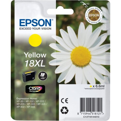 De Epson Daisy Claria Home Ink geel XL-cartridge levert heldere, pigmentbasis-inktkleuren voor scherpe prints en gaat extra lang mee. Deze