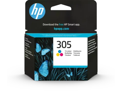 De HP 305 originele drie-kleuren inktcartridge levert heldere cyaan-, magenta- en geelafdrukken en is geschikt voor diverse HP DeskJet- en