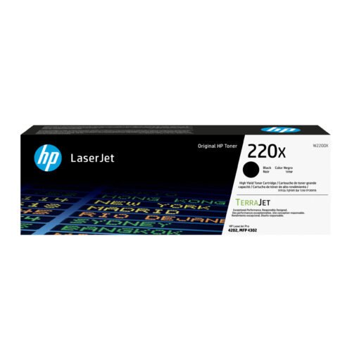 De HP 220X originele LaserJet-tonercartridge in zwart levert scherpe afdrukken en een hoge paginaopbrengst van 7.500 pagina’s. Deze toner is