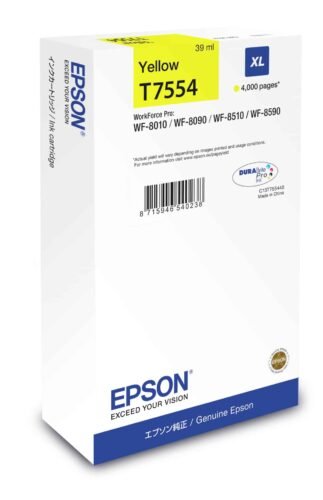 De Epson Ink Cartridge XL Yellow levert heldere gele afdrukken met hoog (XL) rendement en pigmentinkt voor professioneel resultaat. Deze