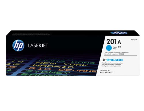 De HP 201A originele cyaan LaserJet tonercartridge levert heldere, professionele afdrukken en is geschikt voor diverse Color LaserJet Pro-printers. Met