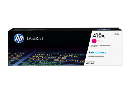 De HP 410A originele magenta LaserJet tonercartridge levert scherpe, levendige afdrukken en heeft een capaciteit tot 2300 pagina’s. Deze cartridge