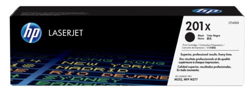 De HP 201X originele high-capacity zwarte LaserJet tonercartridge levert scherpe afdrukken en gaat tot 2800 pagina’s mee. Deze zwarte toner