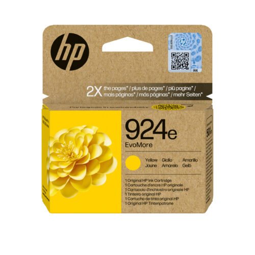 De HP 924e EvoMore originele gele inktcartridge levert heldere, professionele afdrukken met een hoog XL-rendement tot 800 pagina’s. Deze originele