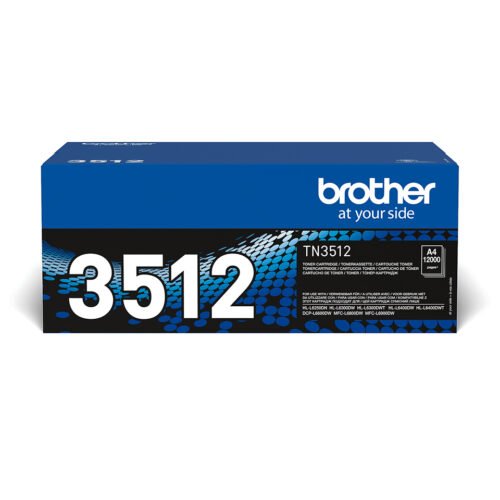 Brother TN-3512 is een zwarte toner met een hoge paginaopbrengst van 12.000 pagina’s, ideaal voor wie veel en efficiënt wil