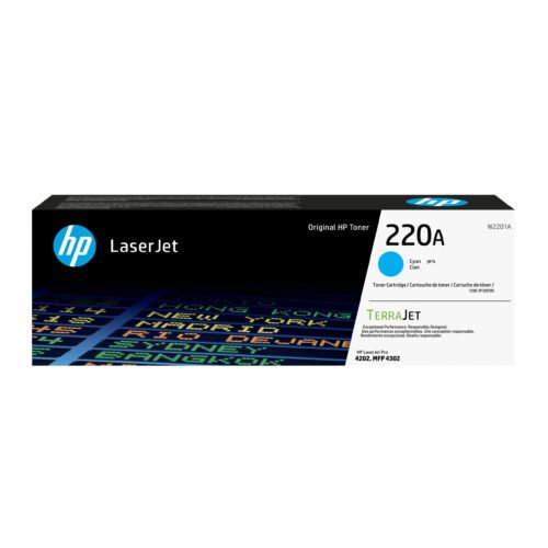 De HP 220A originele LaserJet-tonercartridge cyaan levert scherpe, heldere afdrukken en is goed voor ongeveer 1800 pagina’s. Deze toner is