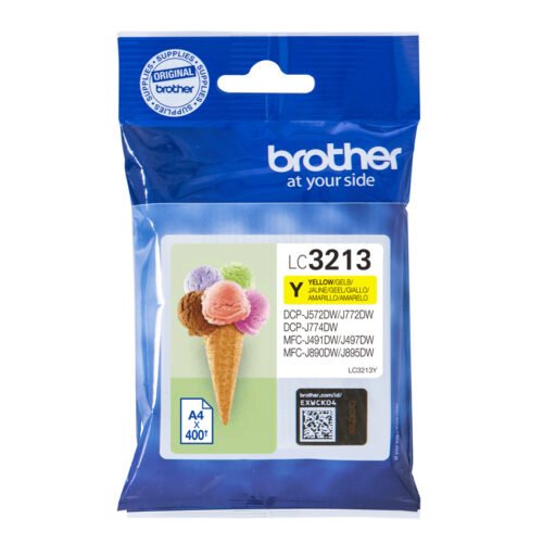 De Brother LC3213Y is een gele XL-inktcartridge op pigmentbasis, goed voor ongeveer 400 pagina’s en ideaal voor heldere, betrouwbare afdrukken.