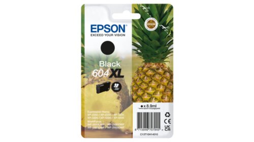 De Epson 604XL is een zwarte inktcartridge met hoog rendement, goed voor tot 500 pagina’s en ideaal voor wie betrouwbaar