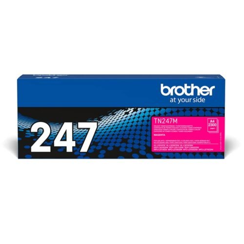 De Brother TN-247M is een magenta kleurentoner met een paginaopbrengst van 2300 pagina’s, ideaal voor scherpe en kleurrijke afdrukken. Deze