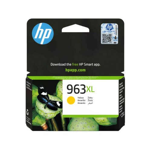 De HP 963XL originele high-capacity gele inktcartridge levert scherpe, levendige afdrukken en gaat tot 1600 pagina’s mee. Deze cartridge is