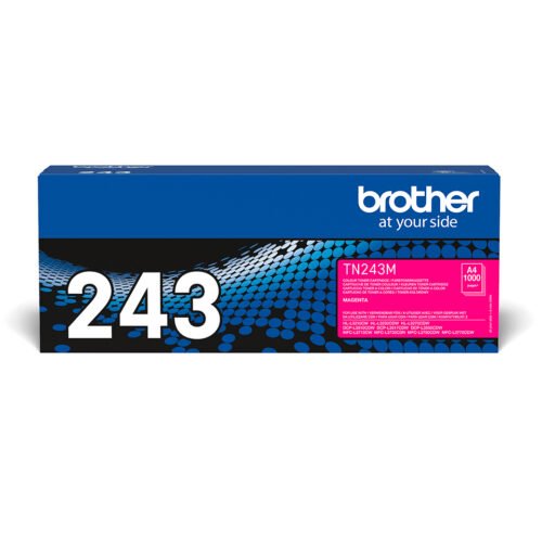 De Brother TN-243M magenta tonercartridge levert scherpe, levendige afdrukken en gaat tot 1000 pagina’s mee. Deze toner is geschikt voor