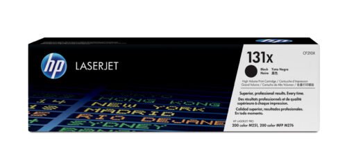 De HP 131X originele high-capacity zwarte LaserJet tonercartridge levert tot 2400 pagina’s en zorgt voor scherpe, betrouwbare afdrukken. Deze zwarte
