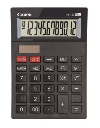 Canon 4722C003. Vormfactor: Desktop, Soort: Rekenmachine met printer. Stroombron: AC. Kleur van het product: Zwart