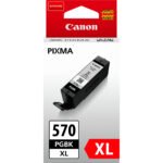 De Canon PGI-570PGBK XL is een zwarte inktcartridge met hoog rendement, ideaal voor haarscherpe afdrukken en een opbrengst tot 500
