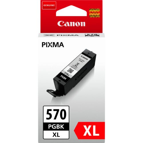 De Canon PGI-570PGBK XL is een zwarte inktcartridge met hoog rendement, ideaal voor haarscherpe afdrukken en een opbrengst tot 500