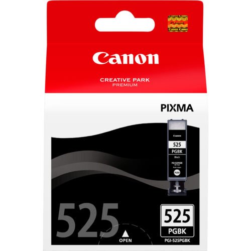 Canon PGI-525 PGBK is een zwarte inktcartridge op pigmentbasis met een opbrengst van ongeveer 341 pagina’s, ideaal voor scherpe en