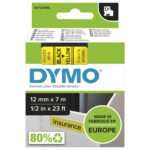 DYMO originele D1 labels met zwarte tekst op geel zijn duurzame, zelfklevende etiketten van polyester voor een duidelijke en professionele