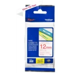 De Brother TZE-232 is een betrouwbare TZe-tape met rode tekst op witte achtergrond, ideaal voor duidelijke en duurzame labels. Met