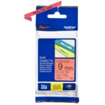 Brother TZE-421 is een duurzame Brother-labeltape met zwart-op-rode afdruk, ideaal voor duidelijke en professionele labels. Met een breedte van 9