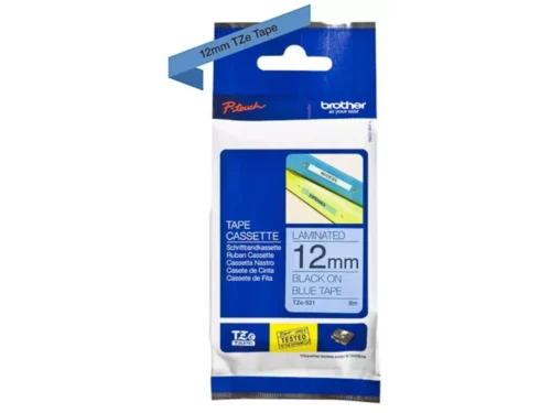 Brother TZE-531 is een blauwe TZ-tape van 1,2 cm breed en 8 meter lang, geschikt voor een breed scala aan