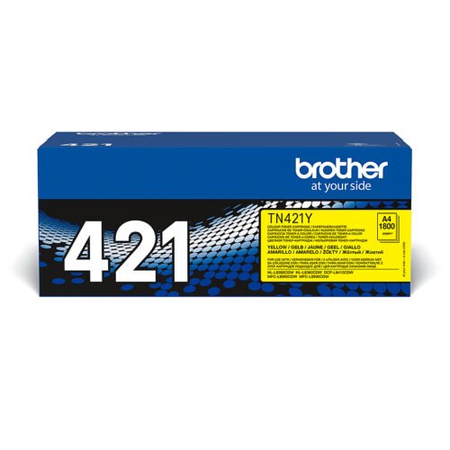 De Brother TN-421Y geeltoner levert tot 1800 pagina’s en is ideaal voor scherpe, levendige kleurafdrukken. Deze toner is geschikt voor