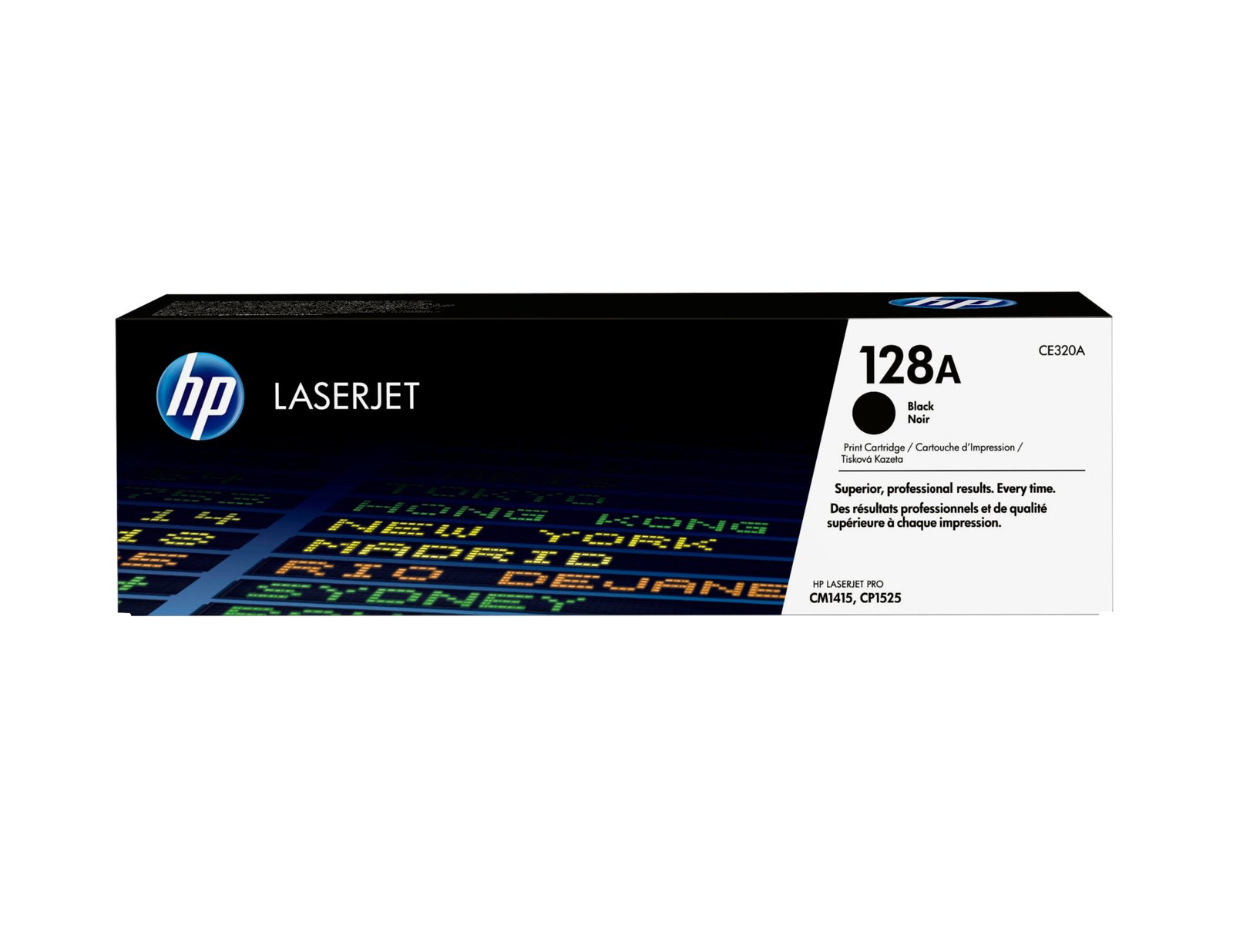 HP 128A originele zwarte LaserJet tonercartridge CE320A De HP 128A originele zwarte LaserJet tonercartridge levert scherpe, betrouwbare afdrukken en gaat tot 2000 pagina’s mee. Deze zwarte toner