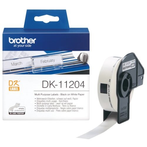 Brother DK-11204 labels bieden duidelijke zwart-op-wit afdrukken en zijn ideaal voor diverse Brother QL- en P-touch labelprinters. Met 400 labels