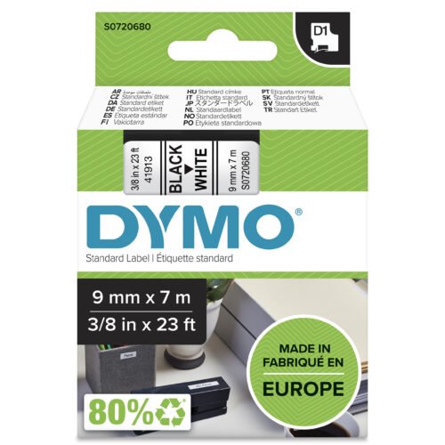 DYMO originele D1 labels bieden scherpe zwarte tekst op een wit polyester label en zijn ideaal voor diverse LabelManager-printers. Deze