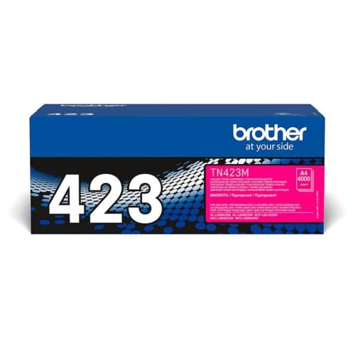 Brother TN-423M is een magenta tonercartridge met een hoge opbrengst van 4000 pagina’s, ideaal voor scherpe en betrouwbare kleurenprints. Deze