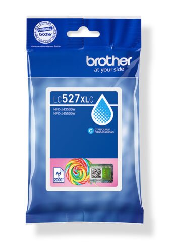 De Brother LC527XLC is een hoogwaardige XL cyaan inktcartridge op pigmentbasis, ideaal voor scherpe en consistente kleurafdrukken. Met een opbrengst