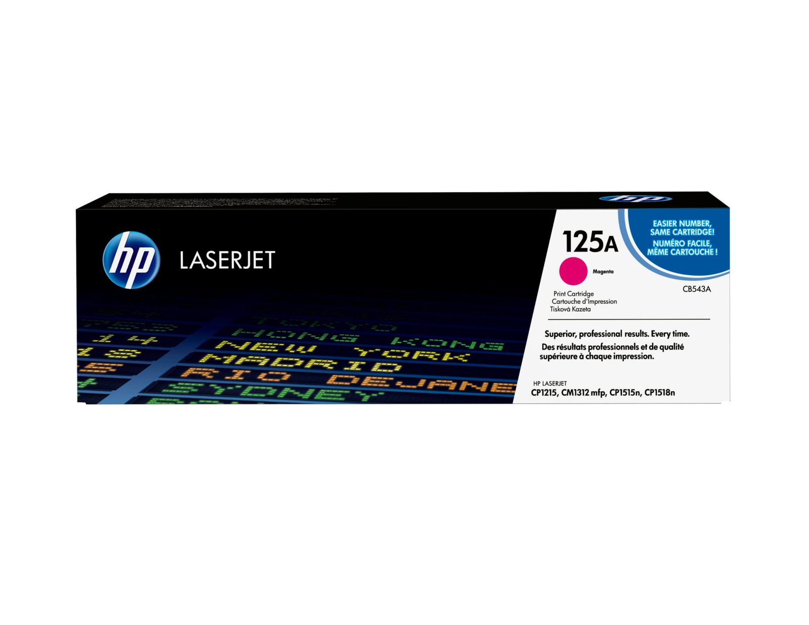 HP 125A originele magenta LaserJet tonercartridge CB543A De HP 125A originele magenta LaserJet tonercartridge levert tot 1400 pagina’s en zorgt voor levendige, betrouwbare afdrukken in magenta. Geschikt