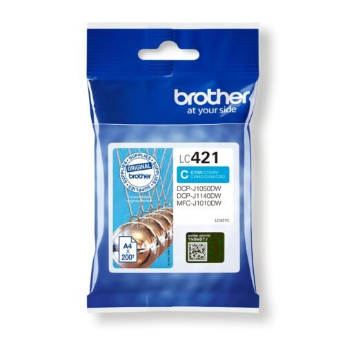 De Brother LC421C is een cyaan inktcartridge in enkele verpakking, goed voor tot 200 pagina’s. Deze cartridge is geschikt voor