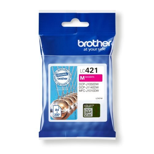 De Brother LC421M is een magenta inktcartridge voor scherpe kleurenprints, met een opbrengst van ongeveer 200 pagina’s. Deze enkele verpakking