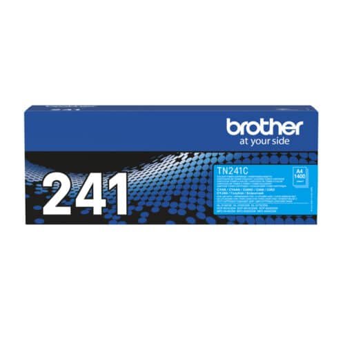 De Brother TN-241C is een cyaan laser toner met een opbrengst tot 1400 pagina’s, ideaal voor heldere en consistente kleurafdrukken.
