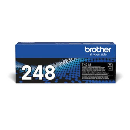 De Brother TN-248BK is een compacte zwarte toner die zorgt voor heldere zwart-wit afdrukken en een betrouwbare kwaliteit bij dagelijks