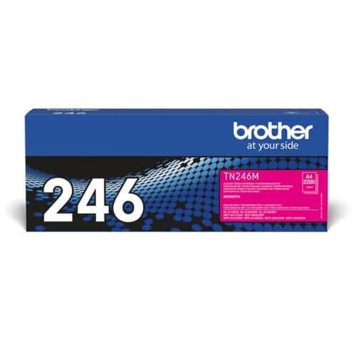 De Brother TN-246M toner levert tot 2200 pagina’s in helder magenta en is geschikt voor diverse Brother laserprinters en multifunctionele