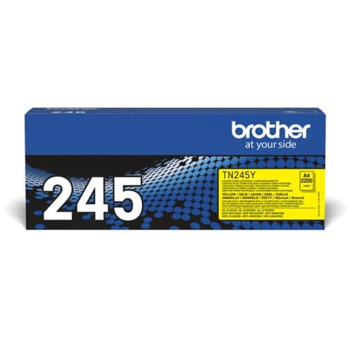 De Brother TN-245Y is een gele kleurentoner met een paginaopbrengst tot 2200 pagina’s, ideaal voor scherpe en betrouwbare afdrukken. Deze