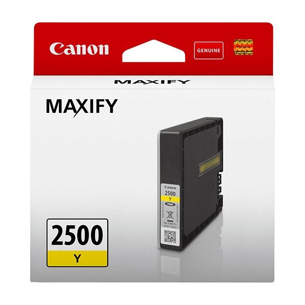 Canon 9303b001 inktcartridge origineel geel: voordelig en betrouwbaar De Canon 9303B001 (PGI-2500) is een originele gele inktcartridge met pigmentinkt voor diverse Canon MAXIFY-printers, ideaal voor scherpe en duurzame