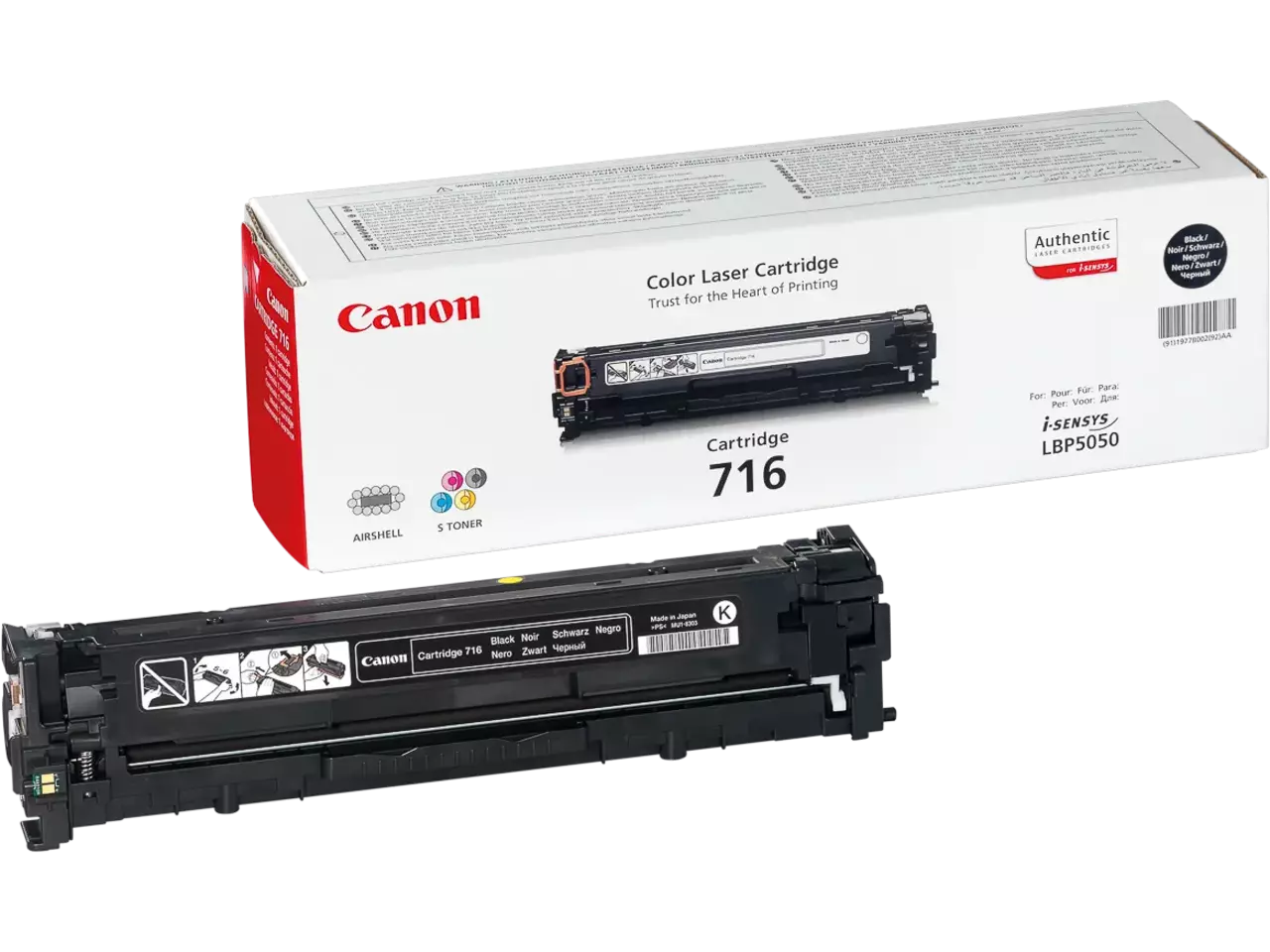 1980B002 Canon 716BK LBP cartridge zwart 2300 pagina’s De Canon Cartridge 716 Black levert scherpe zwarte afdrukken en een paginaopbrengst tot 2300 pagina’s, ideaal voor wie betrouwbaar en